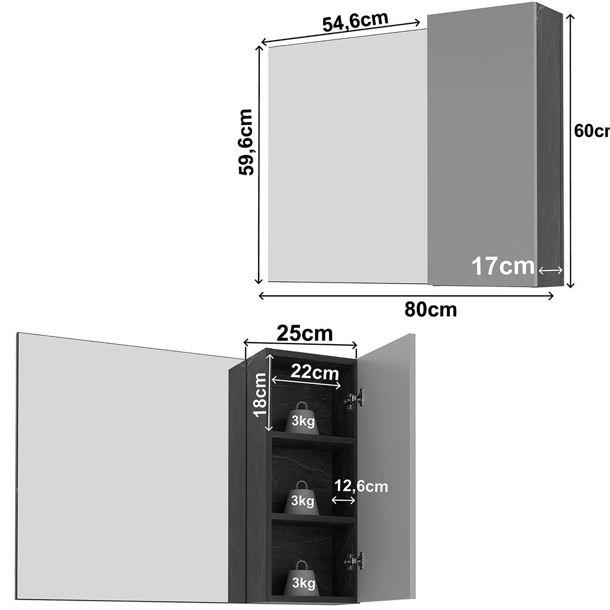 05 espelheira para banheiro 80 cm com 1 porta marina