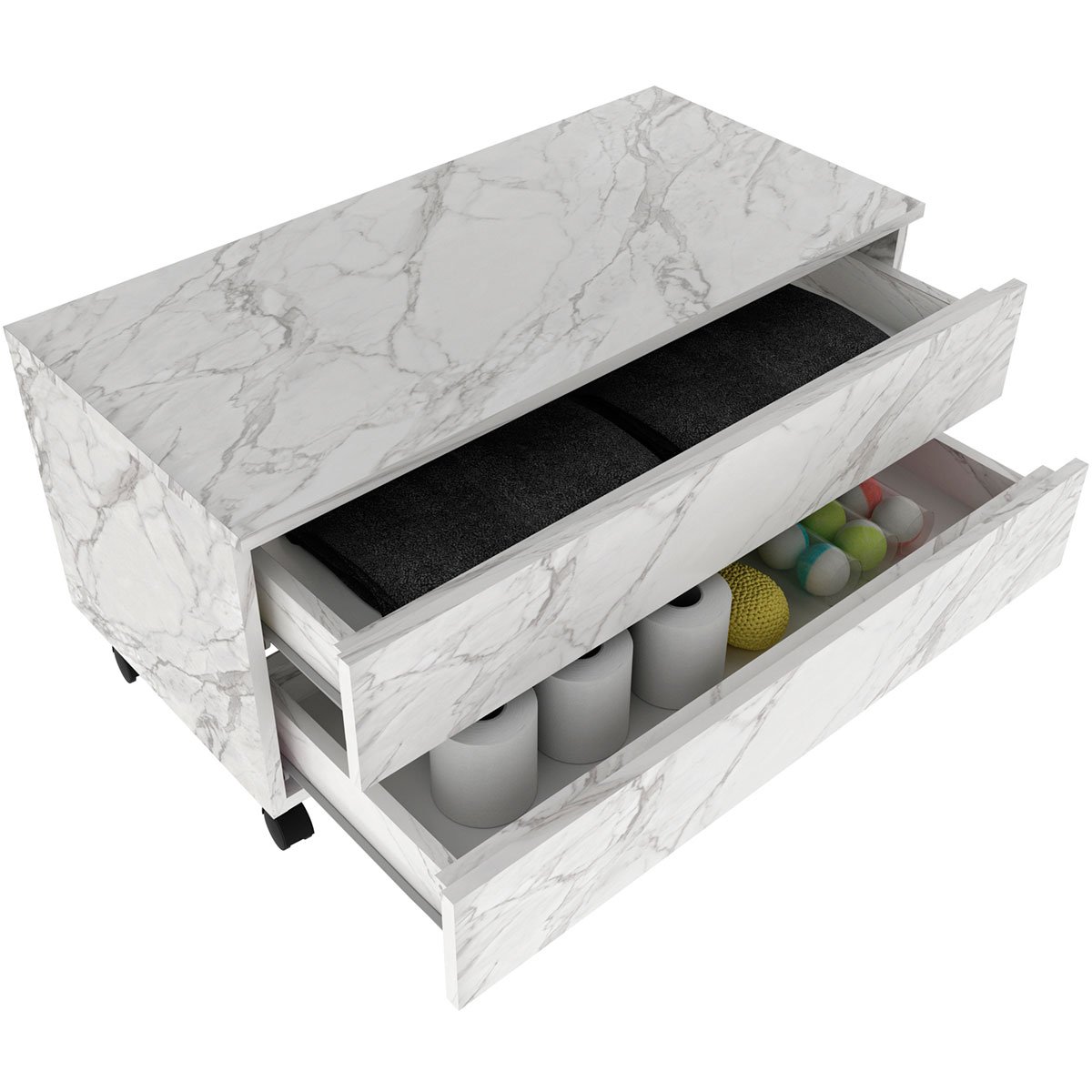 15 balcao para gabinete de banheiro 2 gavetas com rodizios