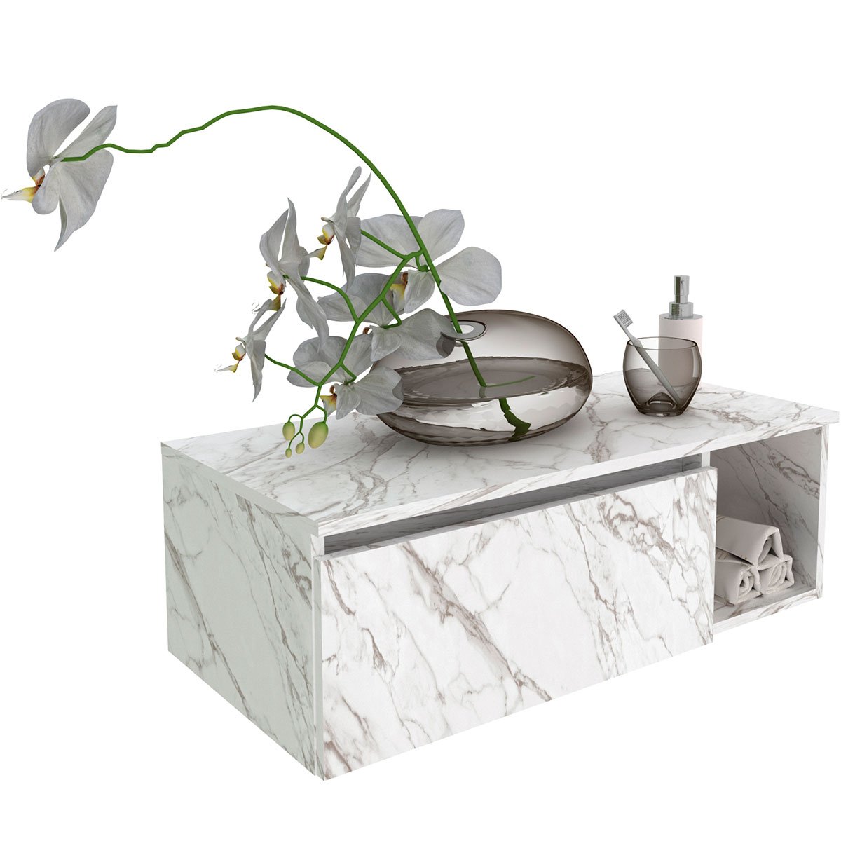 16 gabinete de banheiro 80 cm com 1 porta e nicho marina