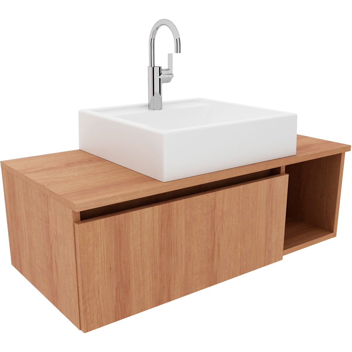 12 gabinete de banheiro 80 cm com cuba 1 porta e nicho