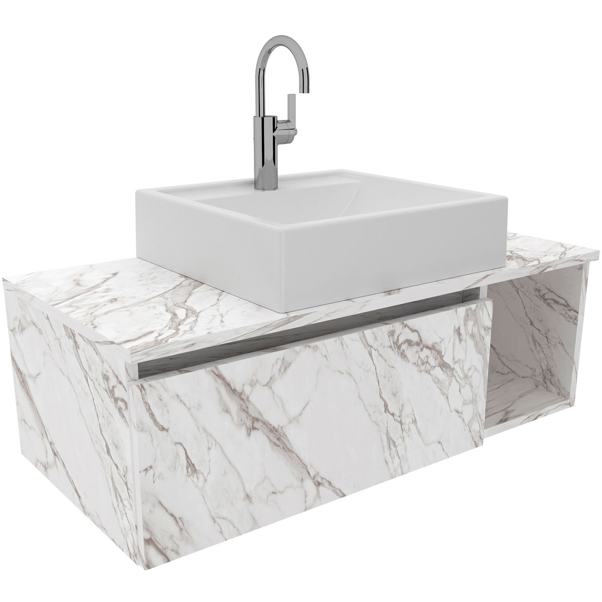 20 gabinete de banheiro 80 cm com cuba 1 porta e nicho