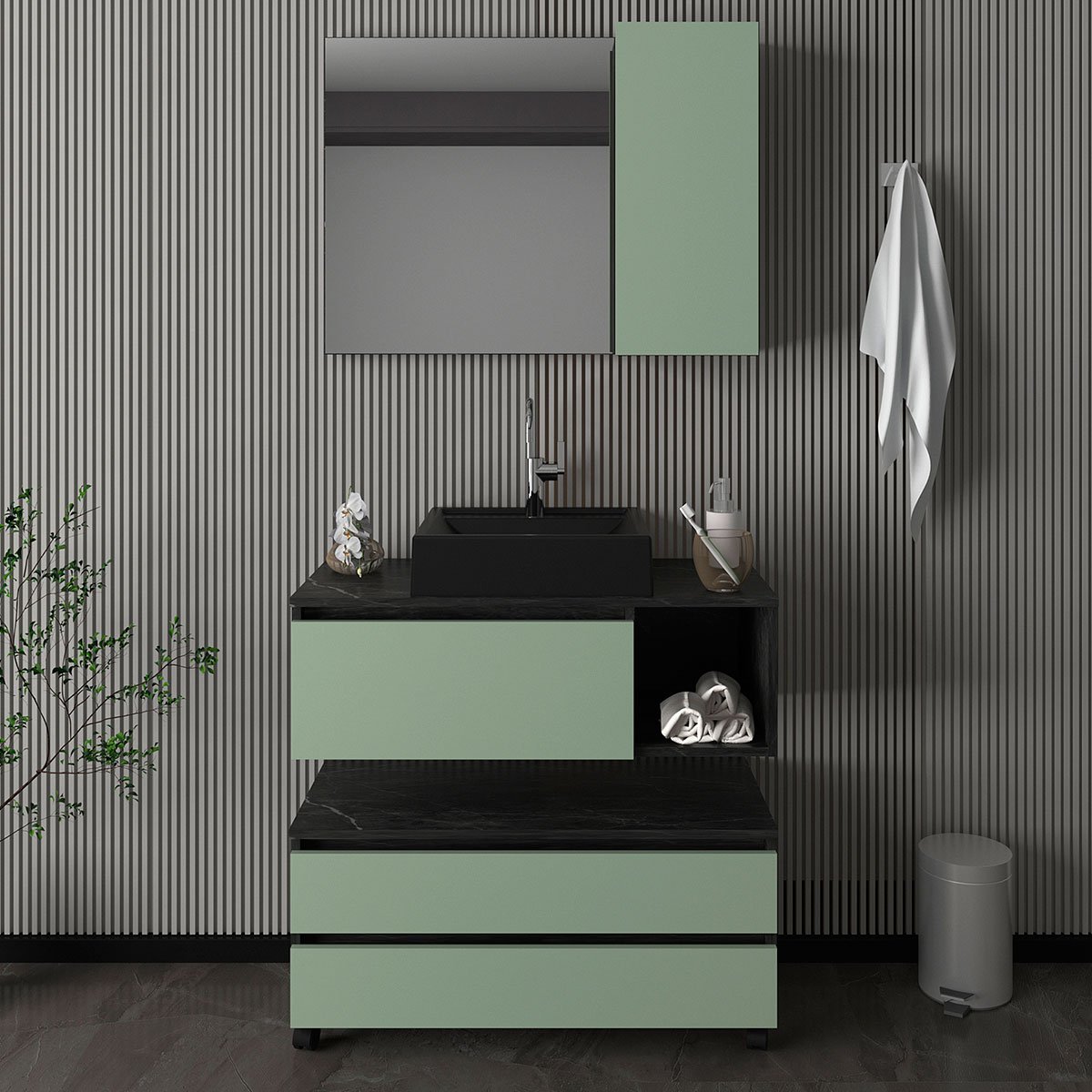 15 kit gabinete balcao e espelheira de banheiro cuba marina