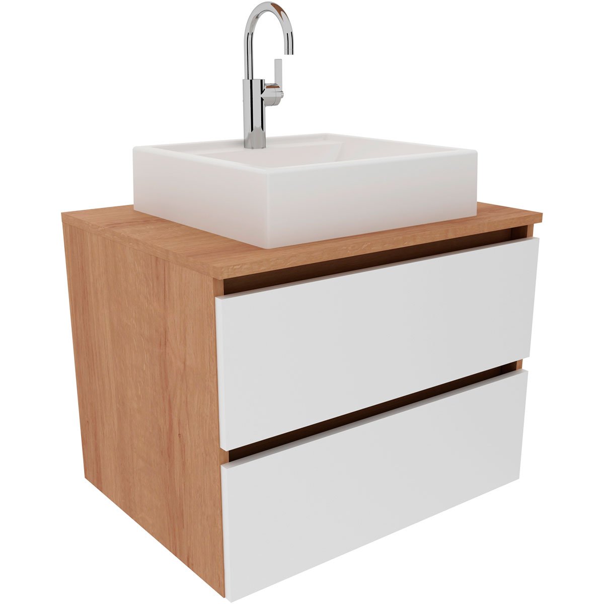 01 gabinete de banheiro 60 cm 2 gavetas com cuba joana