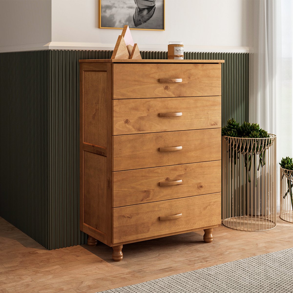 01 comoda 5 gavetas 100 madeira rustica pandora