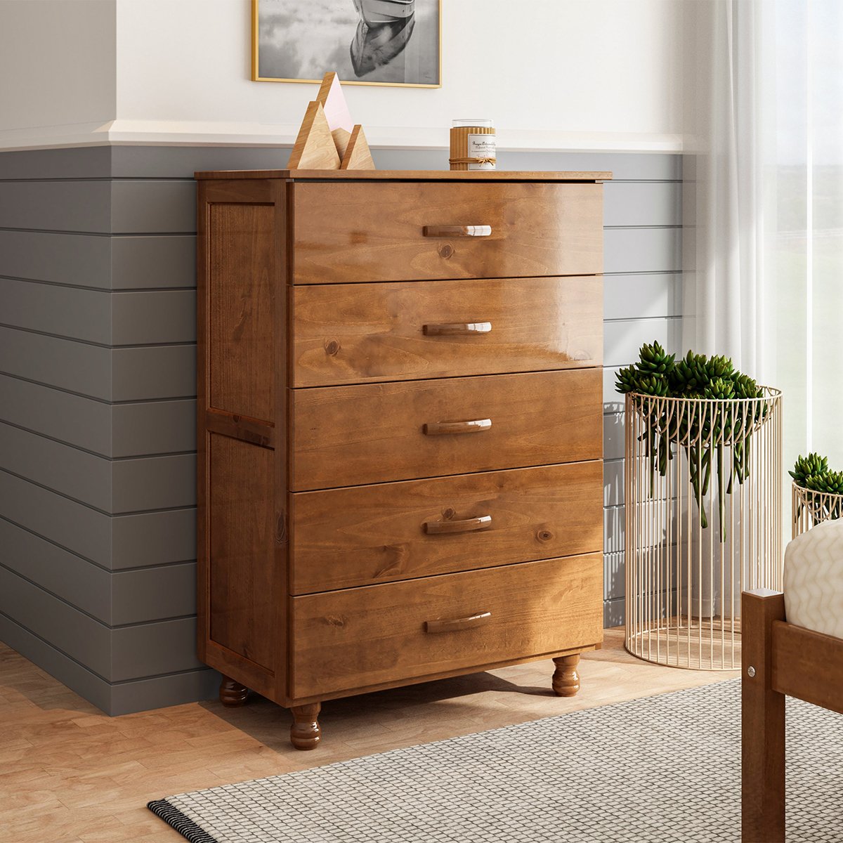 06 comoda 5 gavetas 100 madeira rustica pandora