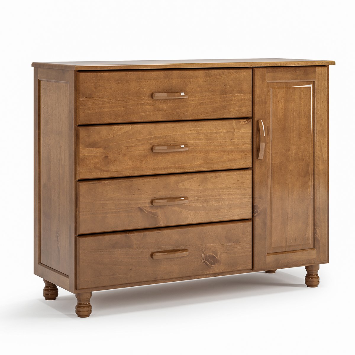 09 comoda 4 gavetas 1 porta 100 madeira macica ariel