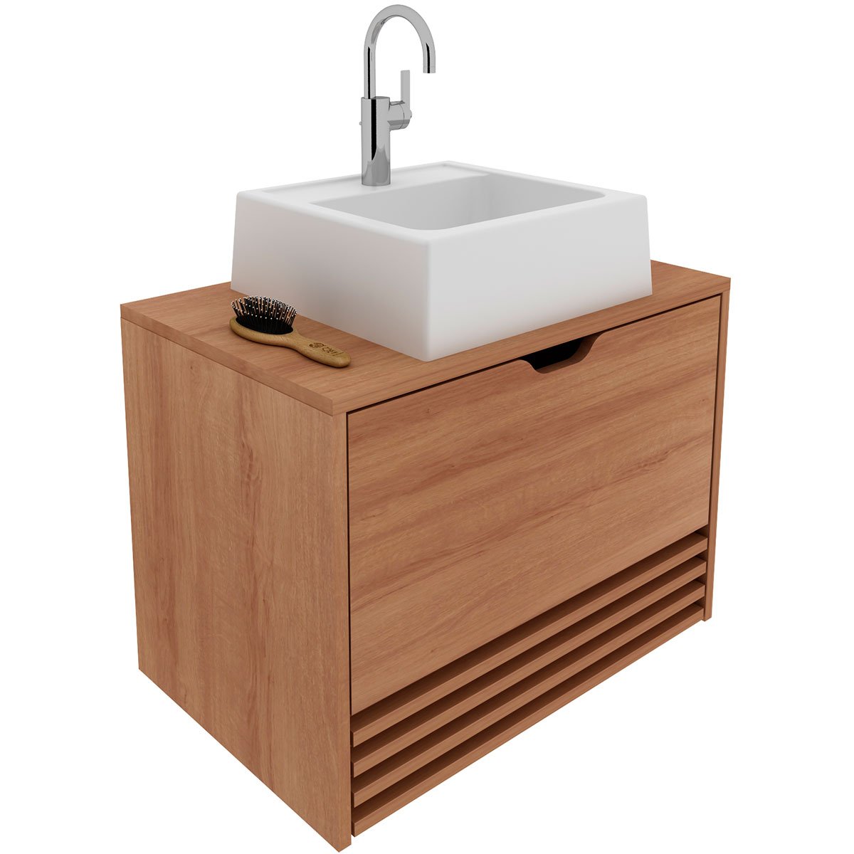 01 gabinete de banheiro 60 cm 1 porta 1 gaveta com cuba samia