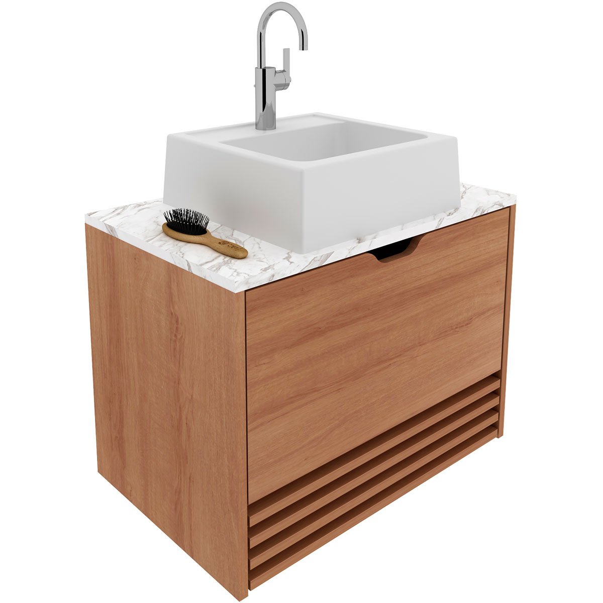 02 gabinete de banheiro 60 cm 1 porta 1 gaveta com cuba samia