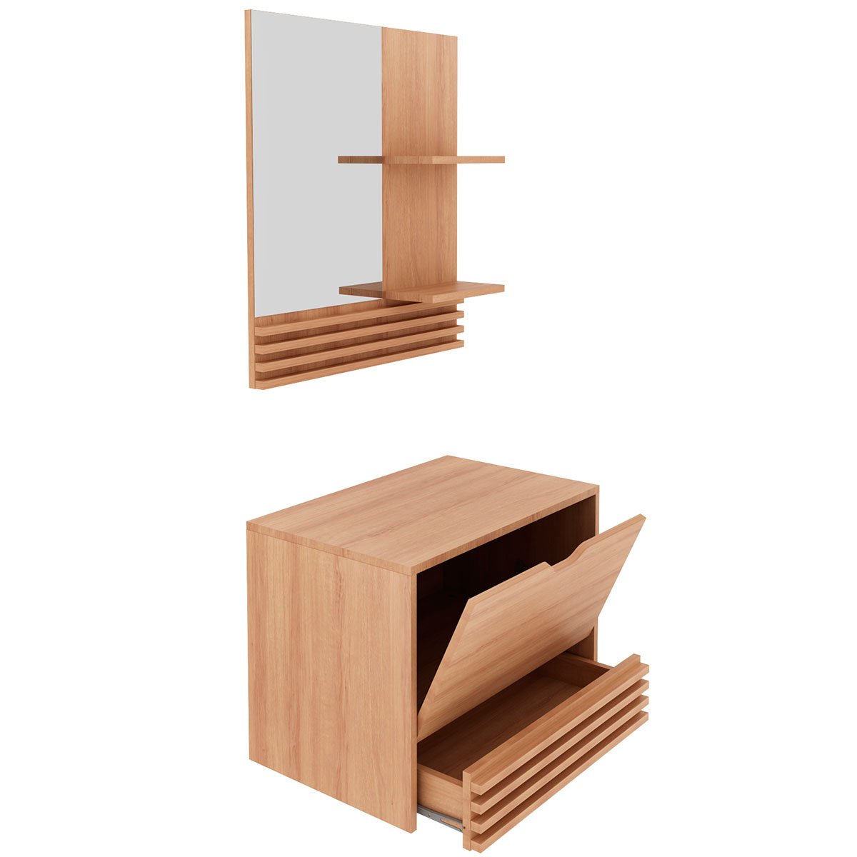 02 kit gabinete e espelheira de banheiro 60 cm samia