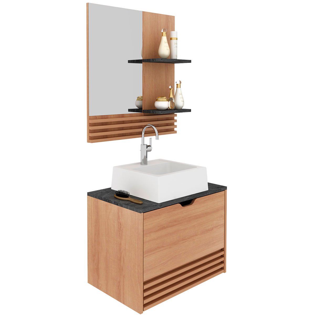 07 kit gabinete e espelheira de banheiro 60 cm com cuba samia