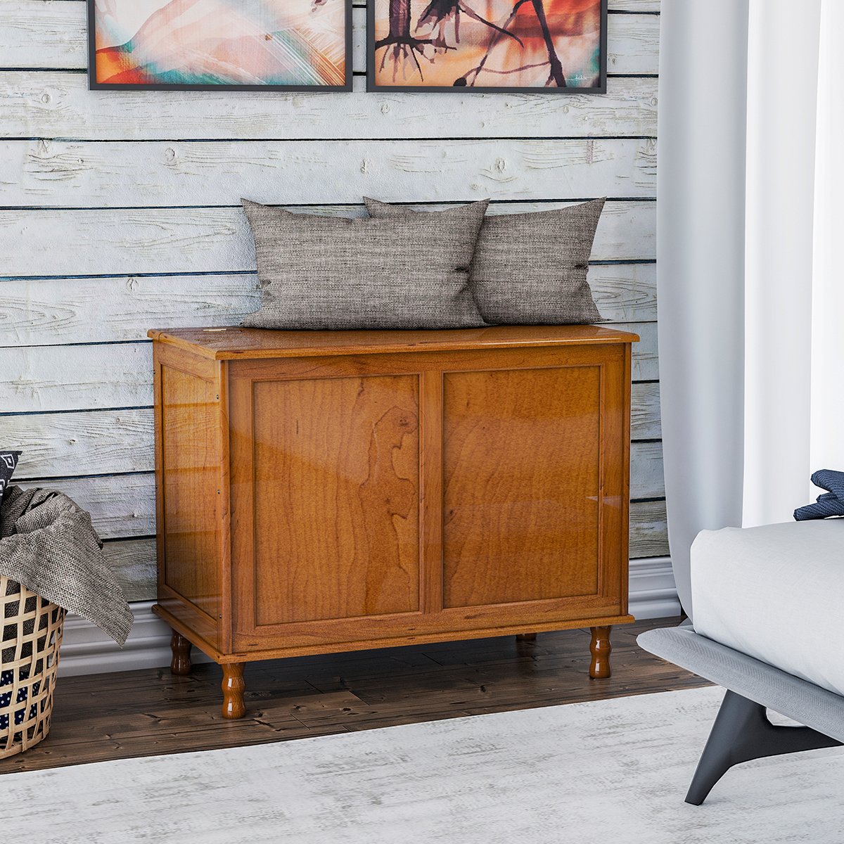 01 bau multiuso 100 madeira macica 95 cm helayne