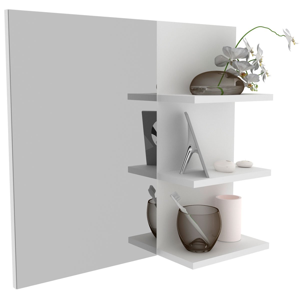 07 espelheira para banheiro 60 cm 3 prateleiras romana