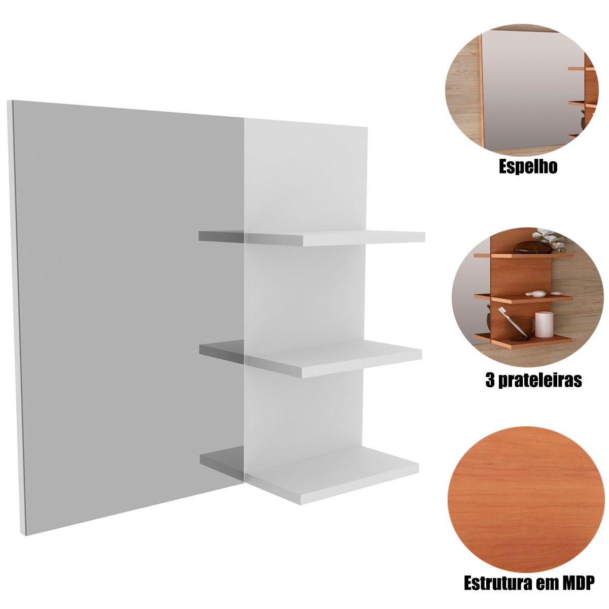 10 espelheira para banheiro 60 cm 3 prateleiras romana