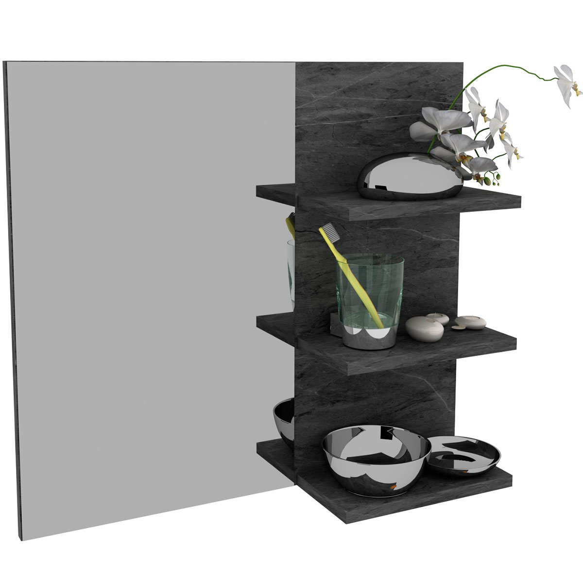 15 espelheira para banheiro 60 cm 3 prateleiras romana