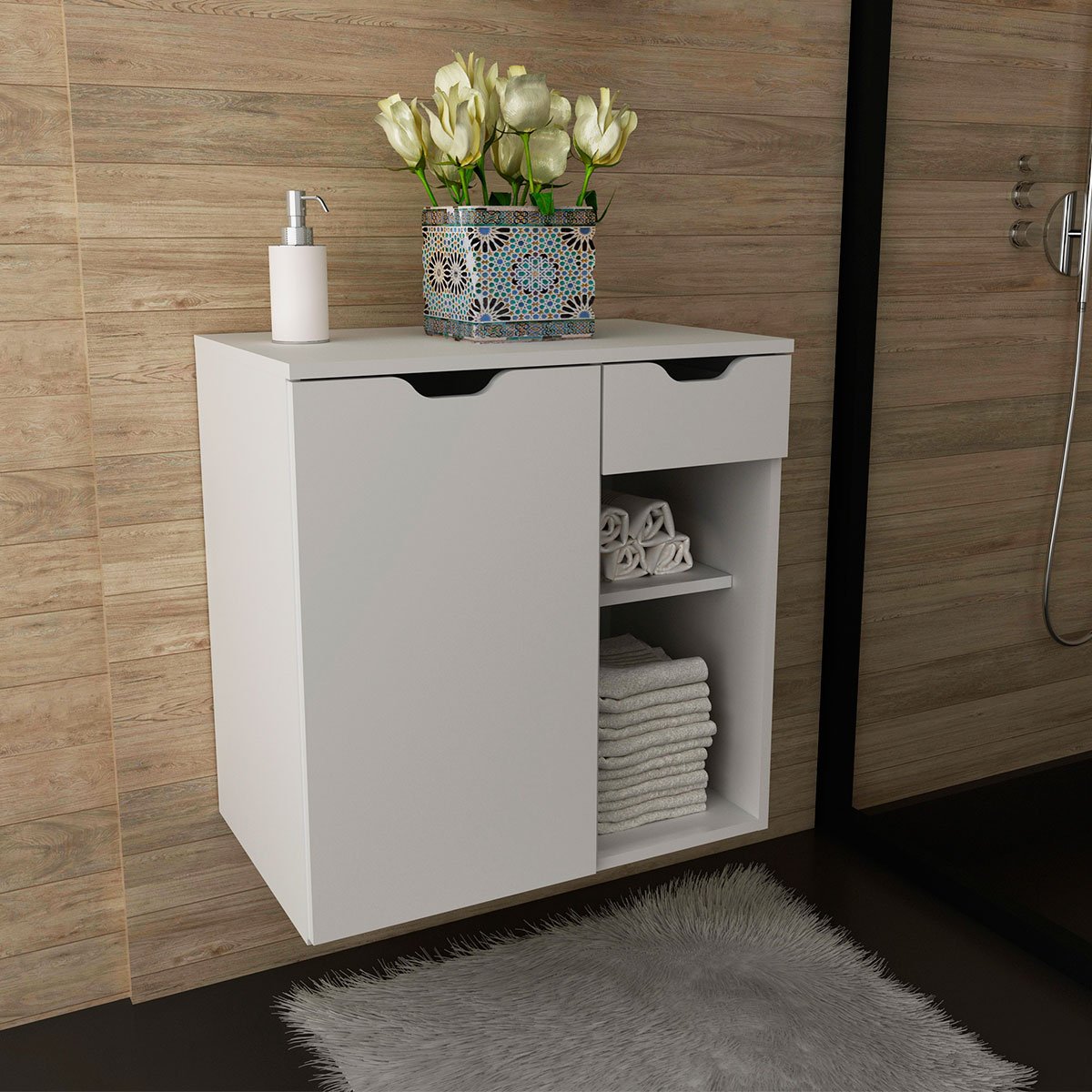 12 gabinete de banheiro 60 cm 1 porta 1 gaveta romana