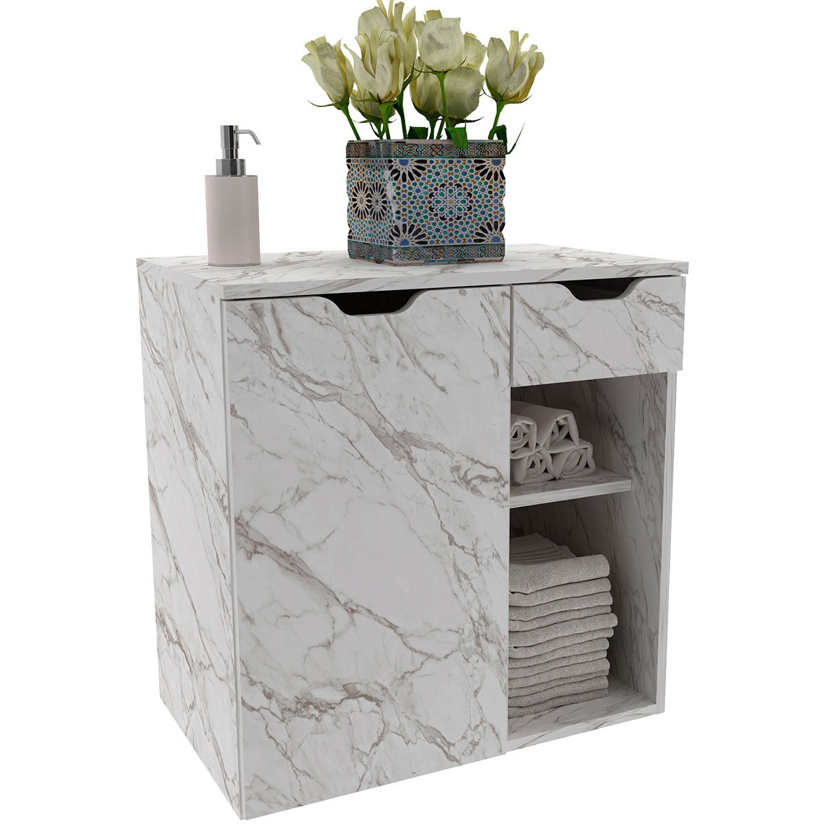14 gabinete de banheiro 60 cm 1 porta 1 gaveta romana