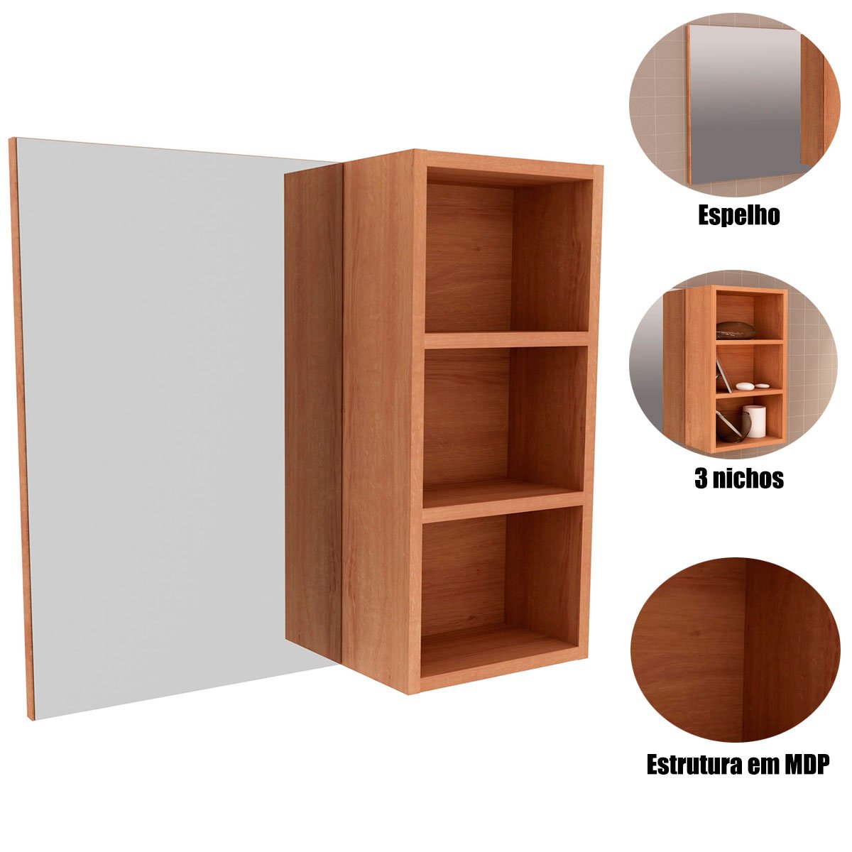 06 espelheira para banheiro 60 cm 3 nichos valente