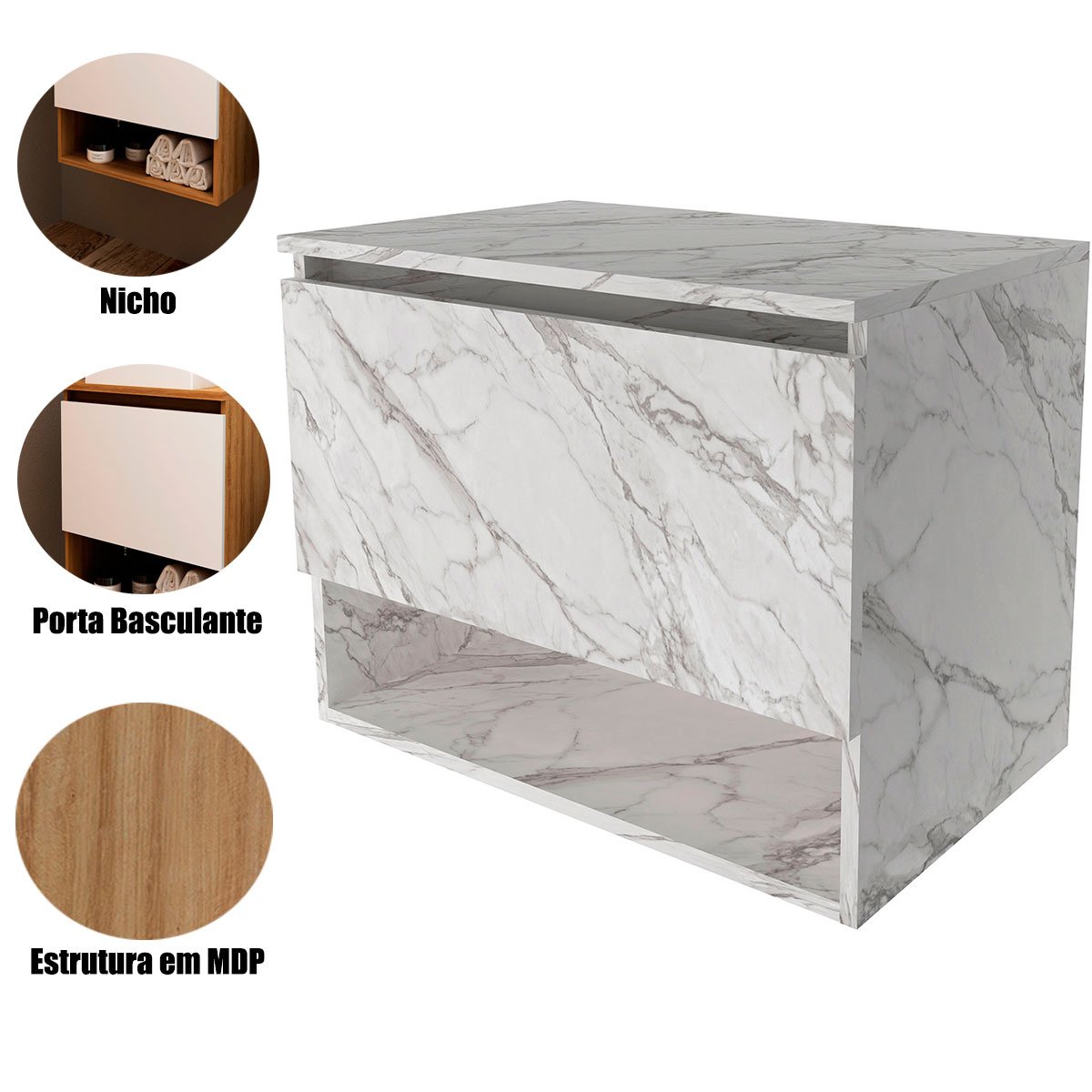 13 gabinete de banheiro 60 cm 1 porta e nicho valente
