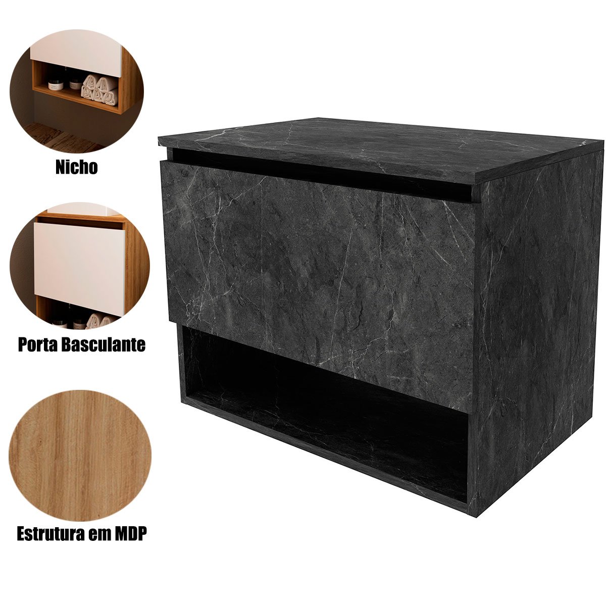 17 gabinete de banheiro 60 cm 1 porta e nicho valente