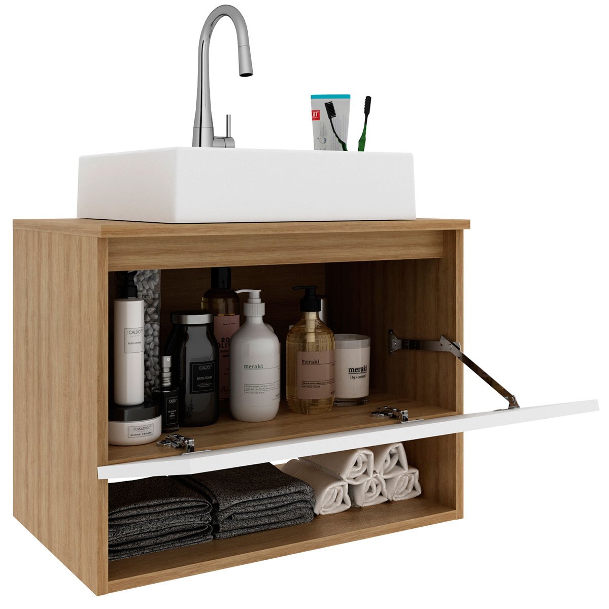 03 gabinete de banheiro 60 cm 1 porta com cuba valente