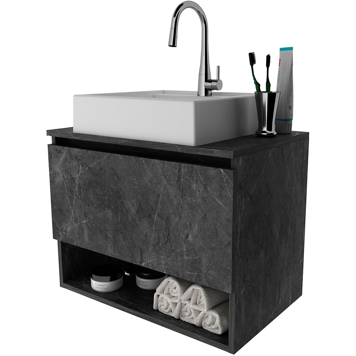 17 gabinete de banheiro 60 cm 1 porta com cuba valente