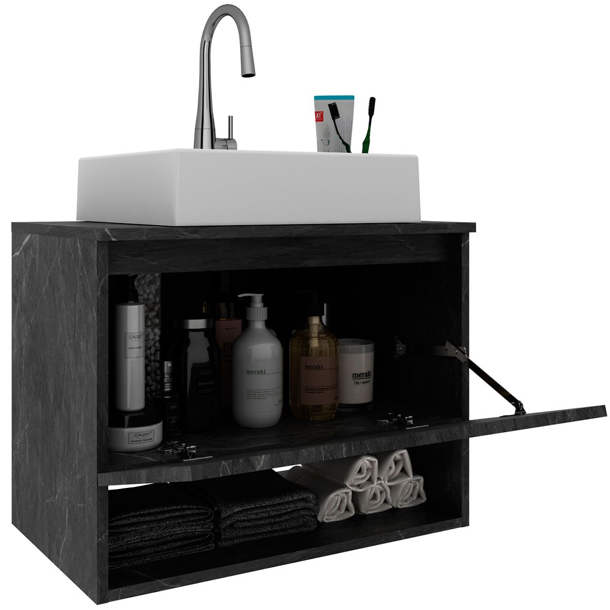 18 gabinete de banheiro 60 cm 1 porta com cuba valente