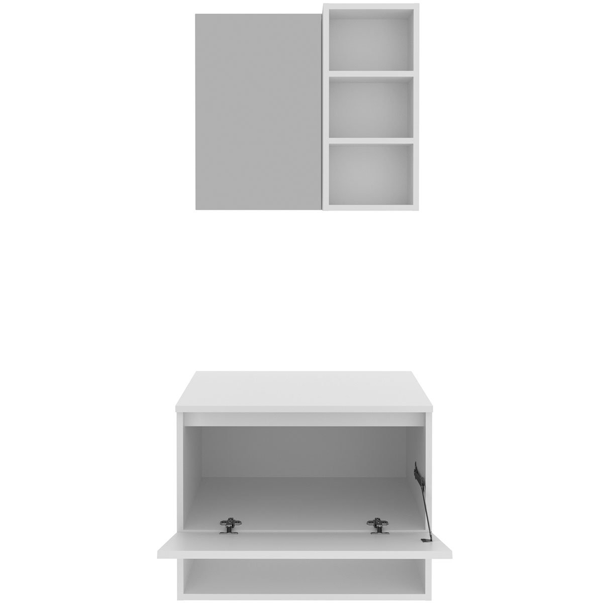 02 kit gabinete e espelheira de banheiro 60 cm valente