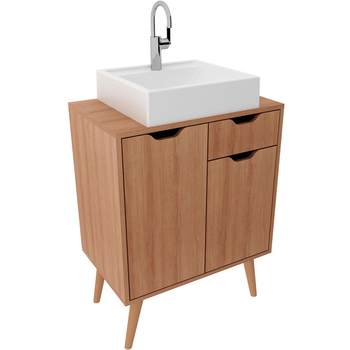 02 gabinete para banheiro 60 cm 2 portas com cuba meire