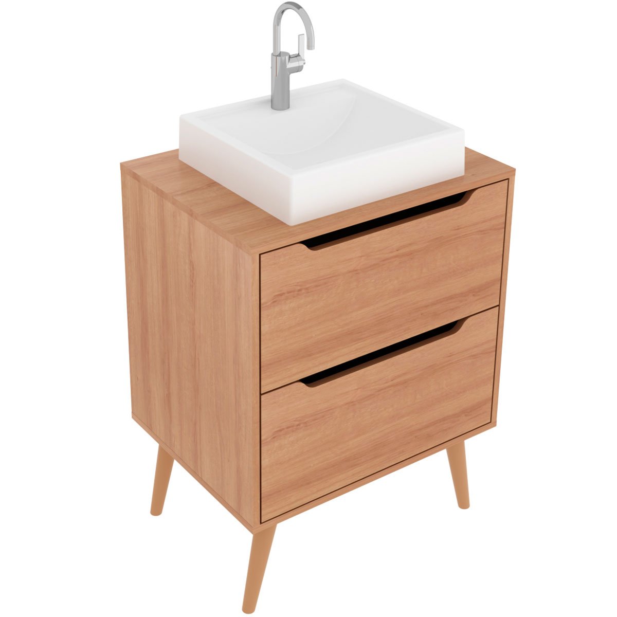 03 gabinete para banheiro 60 cm 2 gavetas com cuba robin