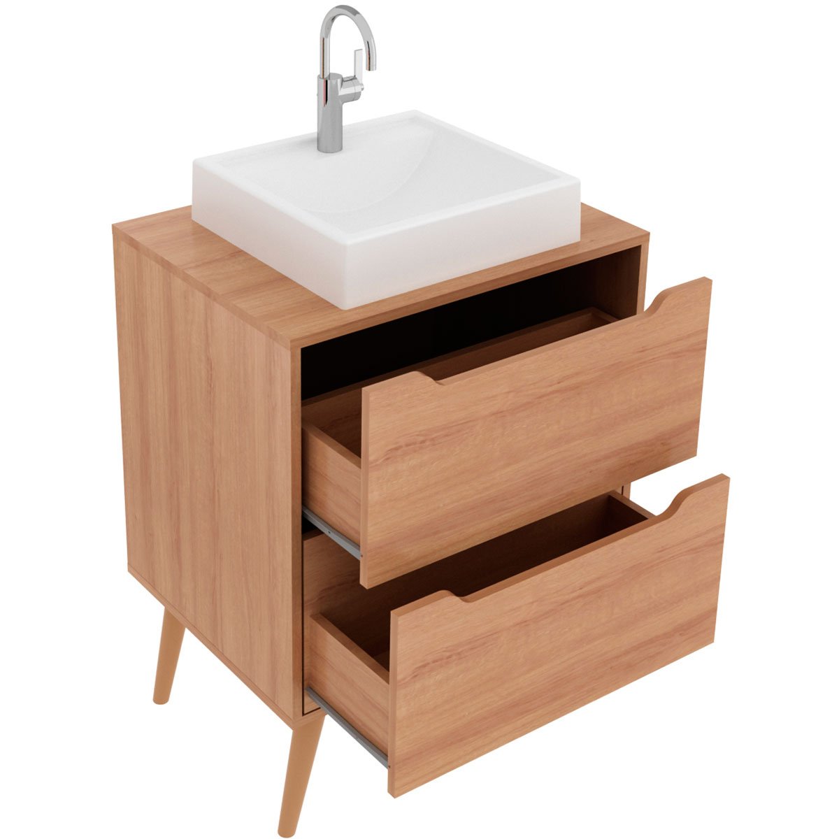 04 gabinete para banheiro 60 cm 2 gavetas com cuba robin