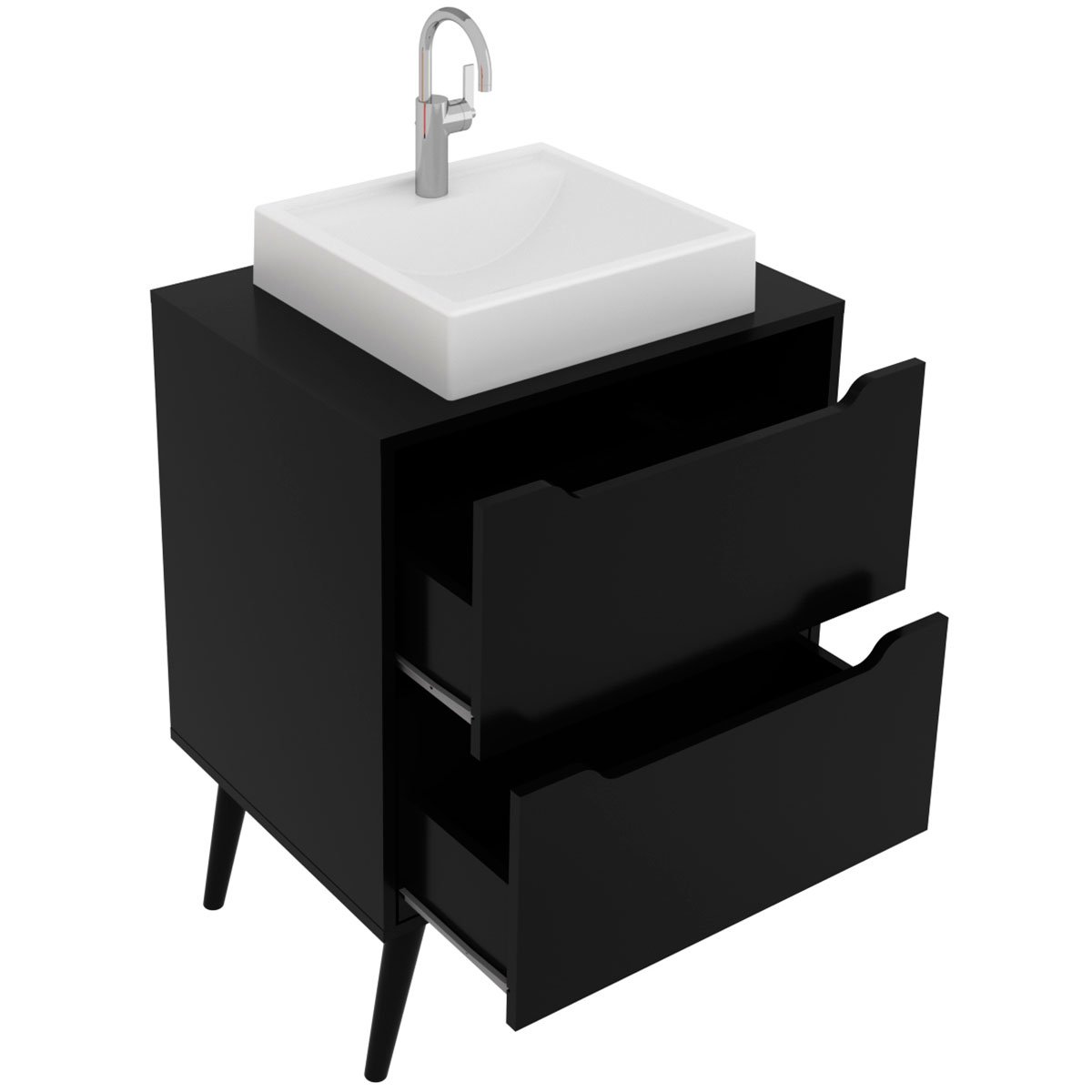 12 gabinete para banheiro 60 cm 2 gavetas com cuba robin