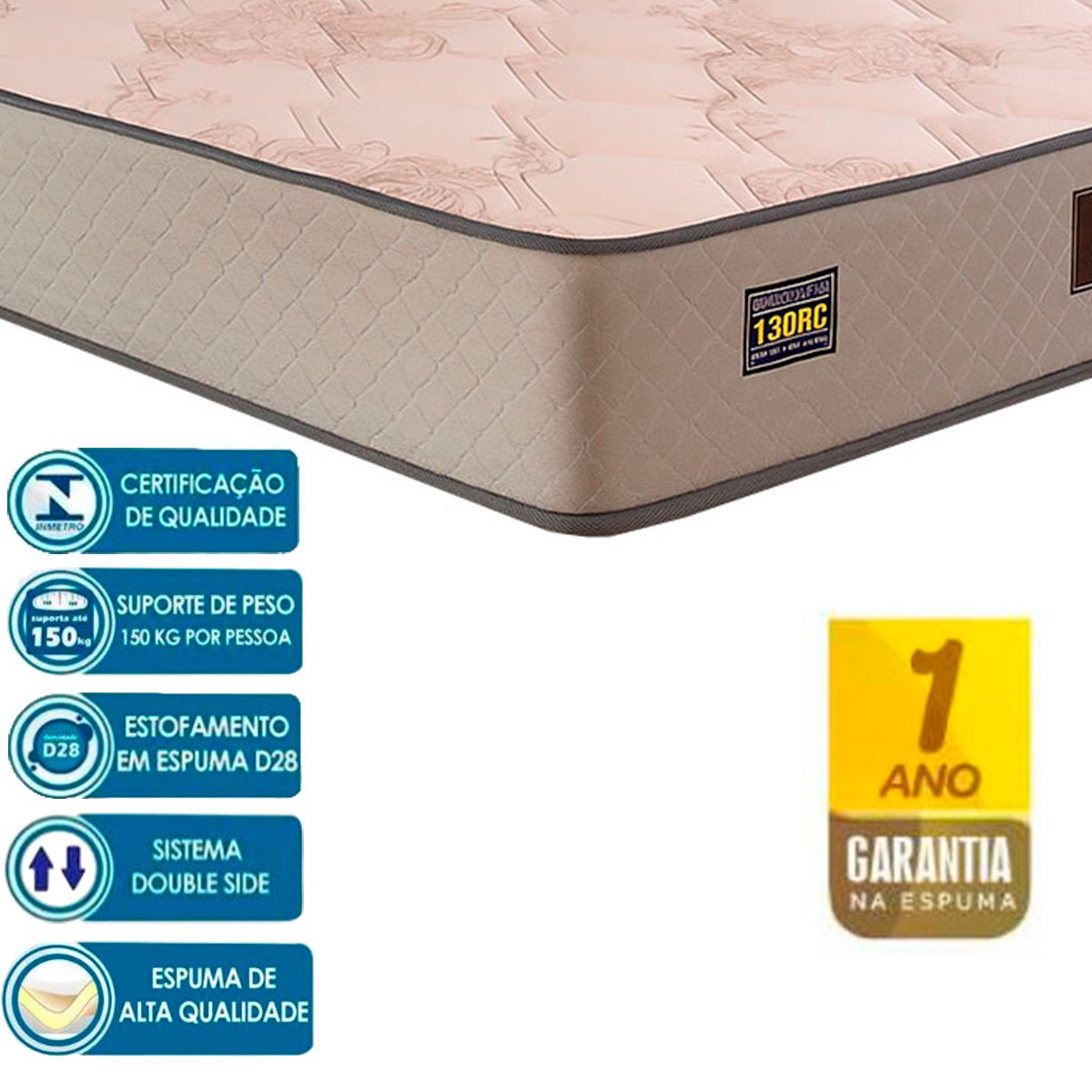 04 colchao casal d28 138x188x24 cm double face sonopromax