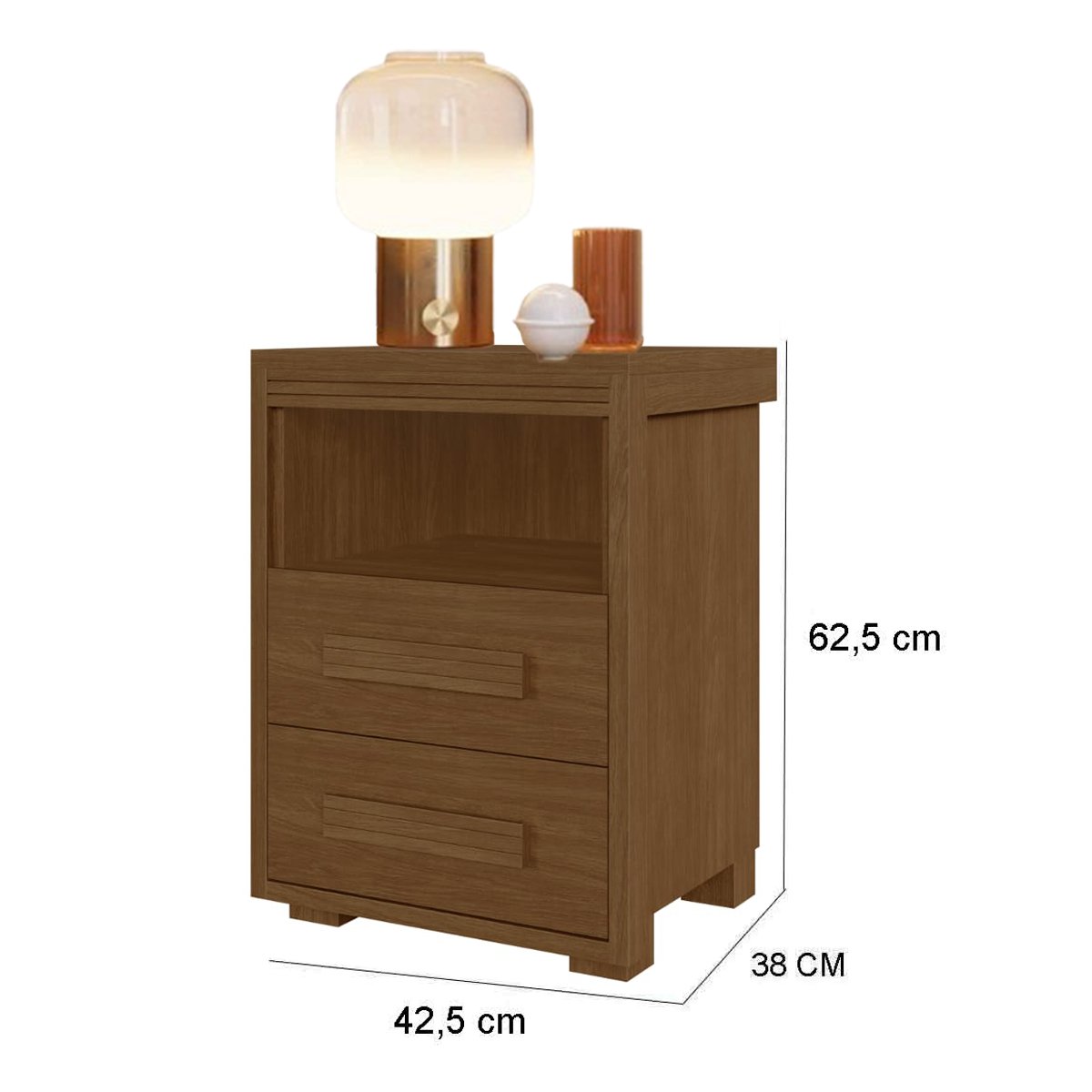 02 mesa de cabeceira pes madeira 2 gavetas toquio 100 mdf