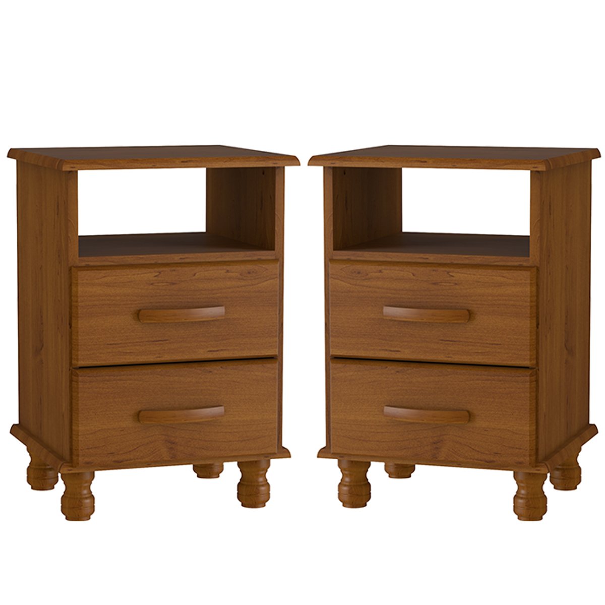 Kit 2 Mesas de Cabeceira Imbuia Brilho Veneza 2