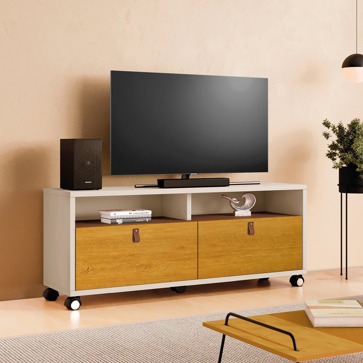 08 rack bancada 2 gavetas para tv de ate 55 1 45 cm paris