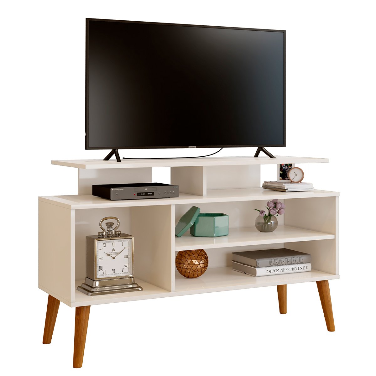 09 rack bancada em mdp 1 prateleira para tv de ate 42 1 10 cm lynne
