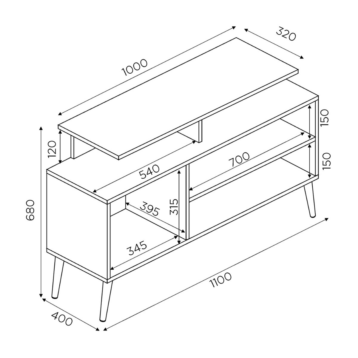 15 rack bancada em mdp 1 prateleira para tv de ate 42 1 10 cm lynne