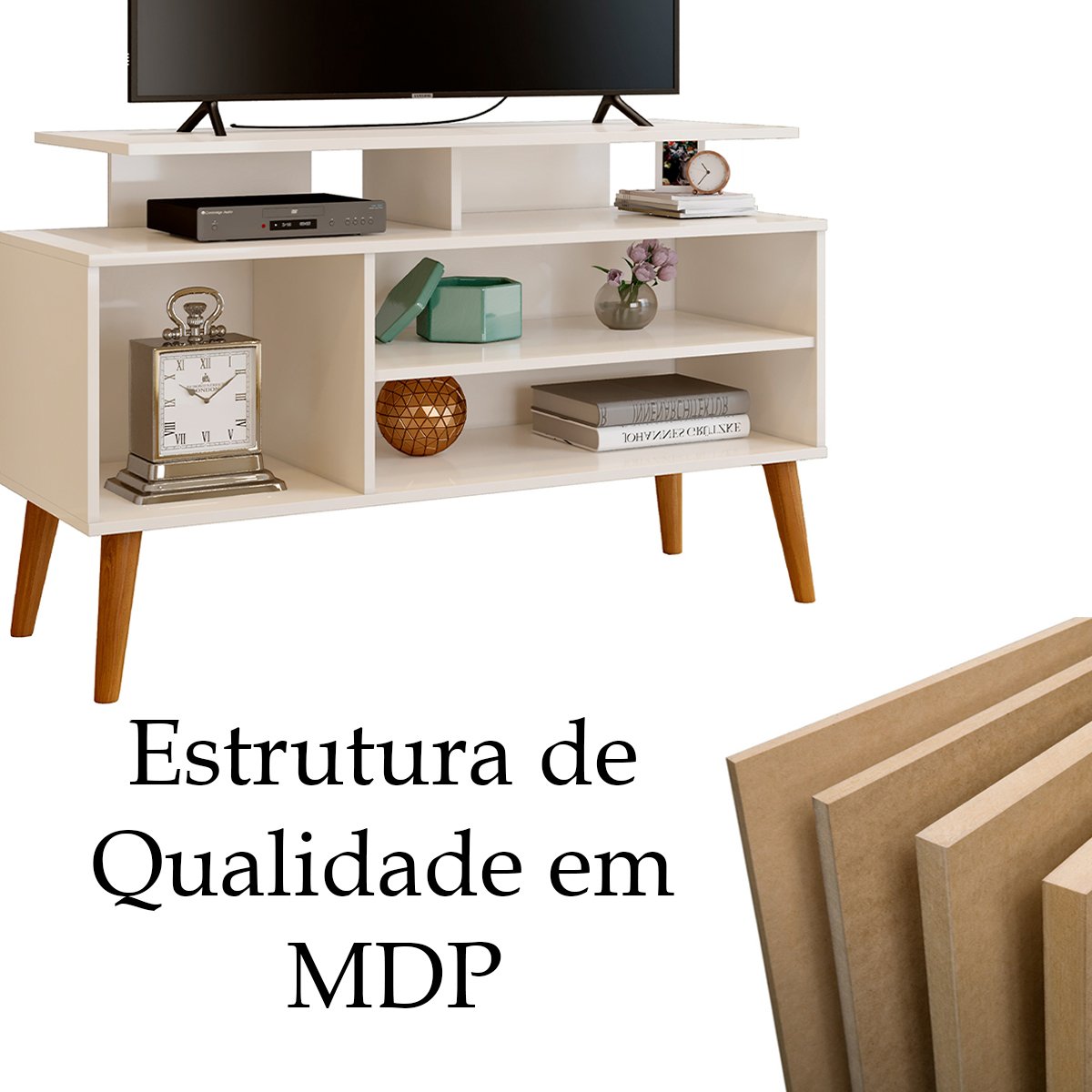 19 rack bancada em mdp 1 prateleira para tv de ate 42 1 10 cm lynne