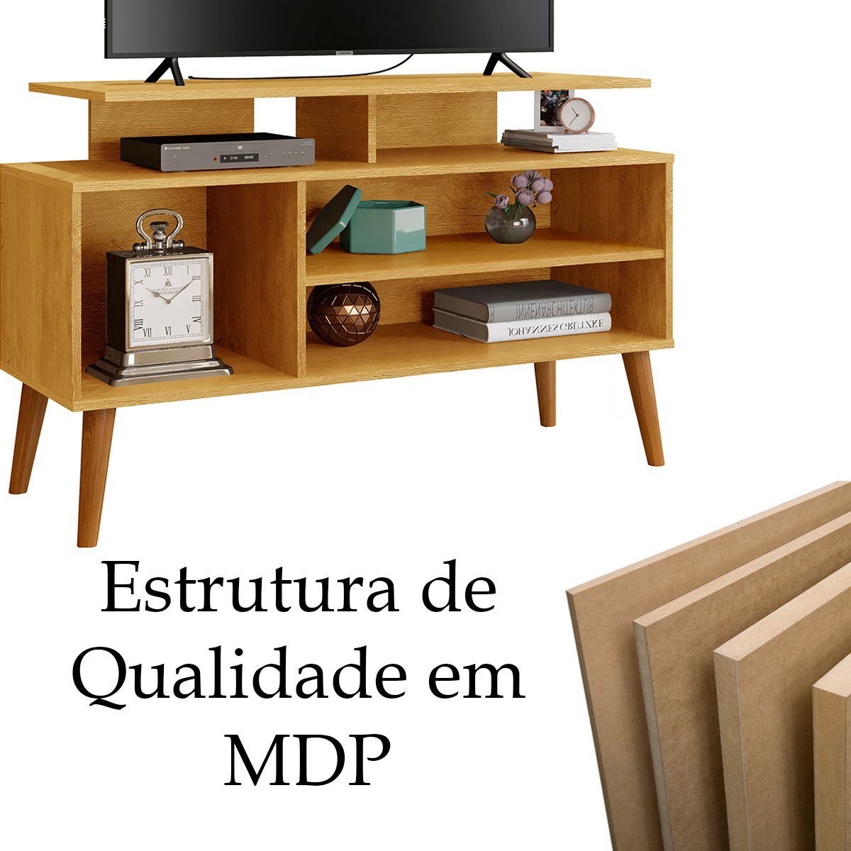 21 rack bancada em mdp 1 prateleira para tv de ate 42 1 10 cm lynne
