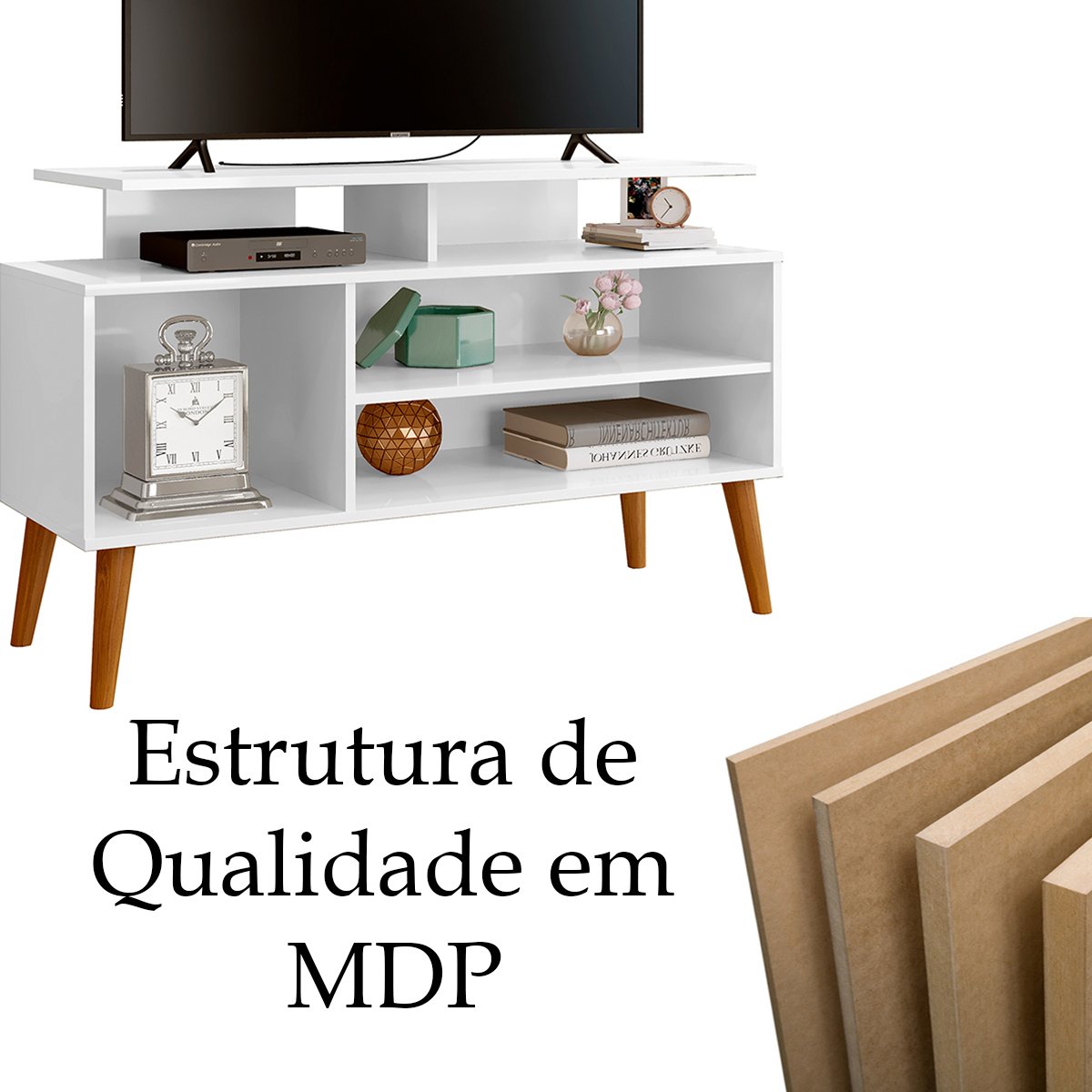 22 rack bancada em mdp 1 prateleira para tv de ate 42 1 10 cm lynne