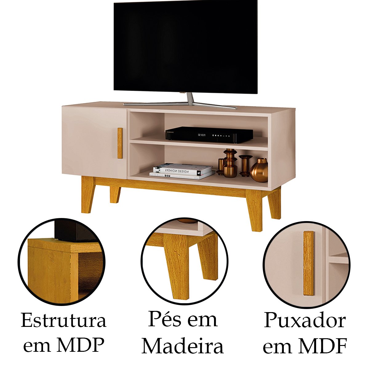 12 rack bancada em mdp 1 porta para tv de ate 42 1 10 cm dallen
