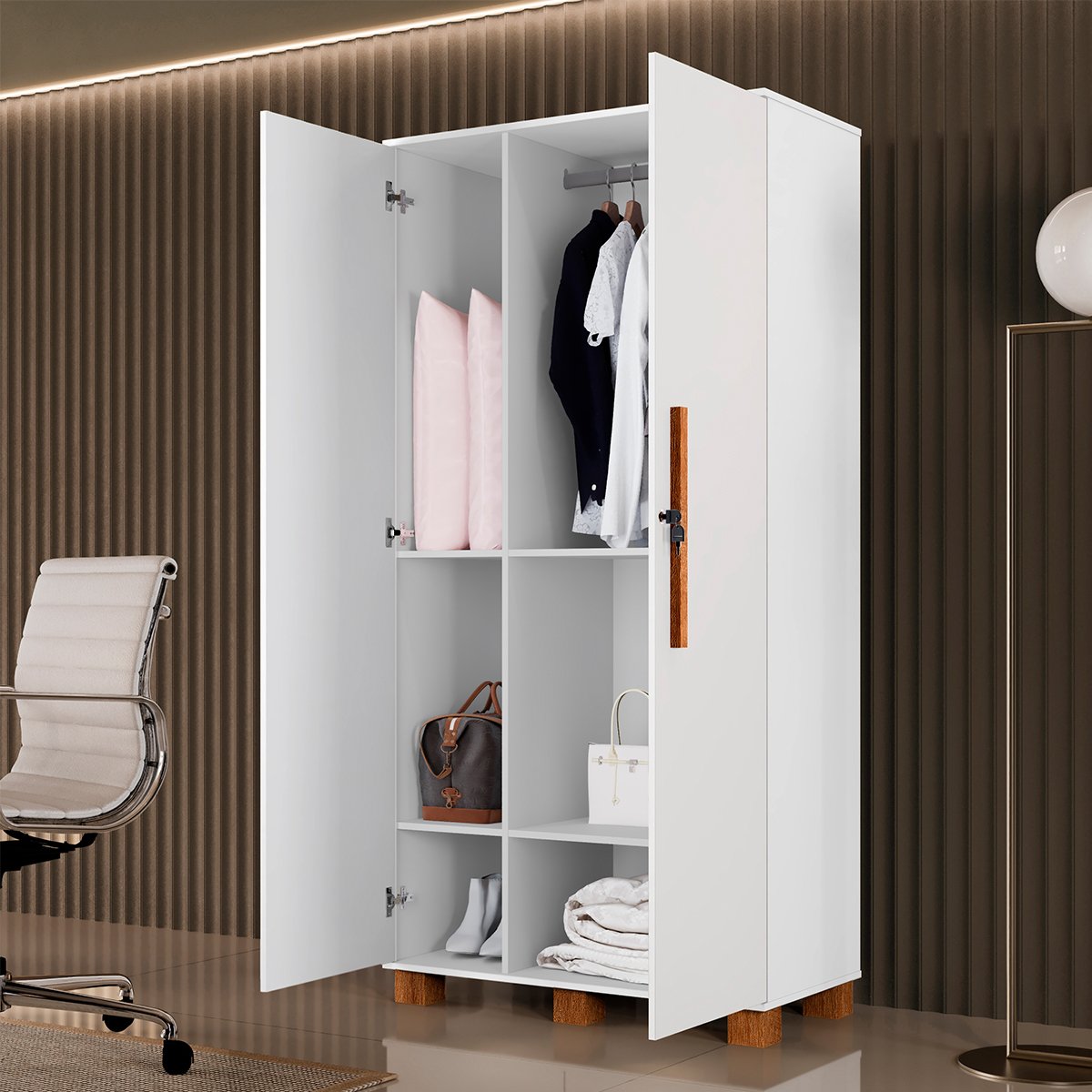 04 armario multiuso em 100 mdf 2 portas c chave dream