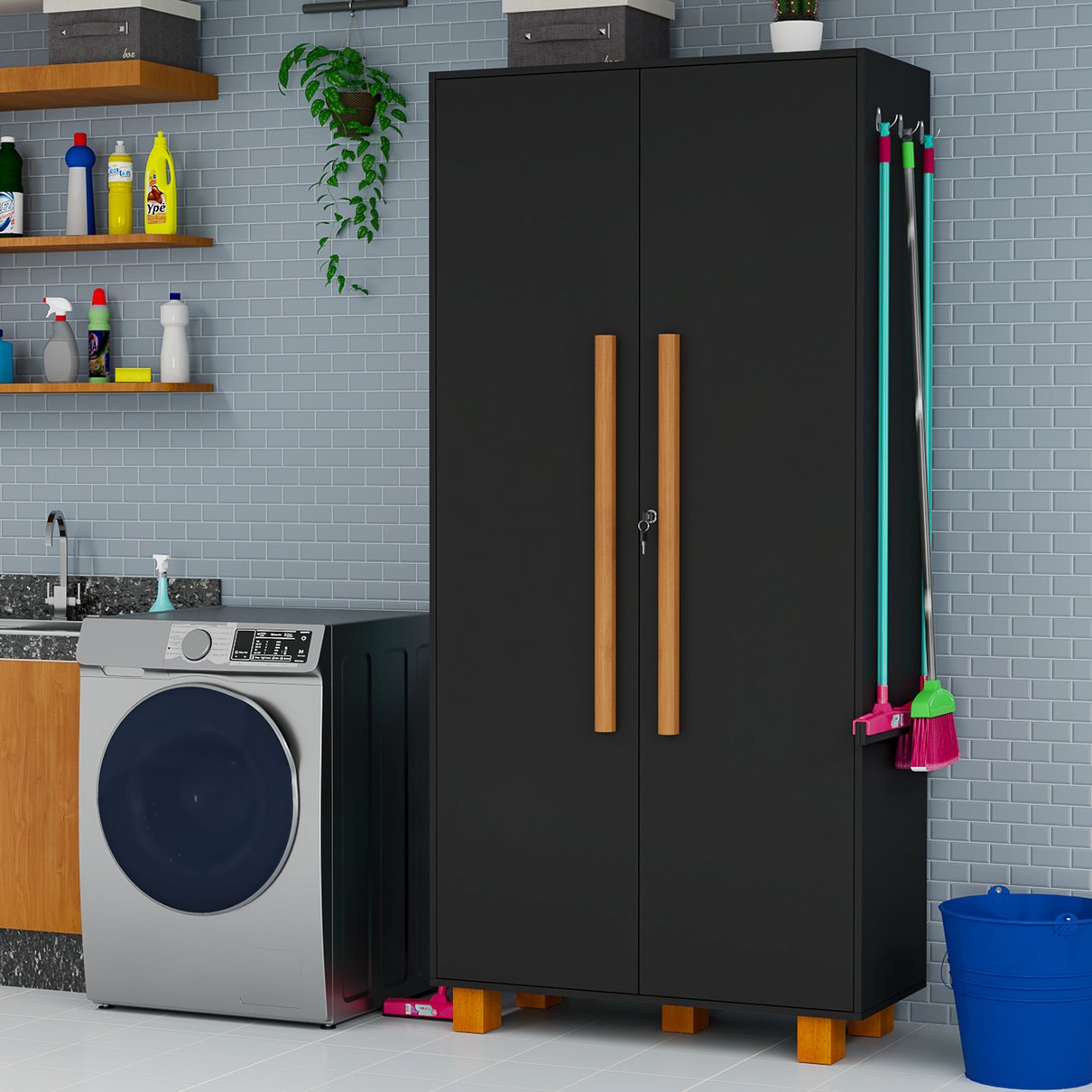 01 armario multiuso 100 mdf 2 pts c chave para lavanderia londres