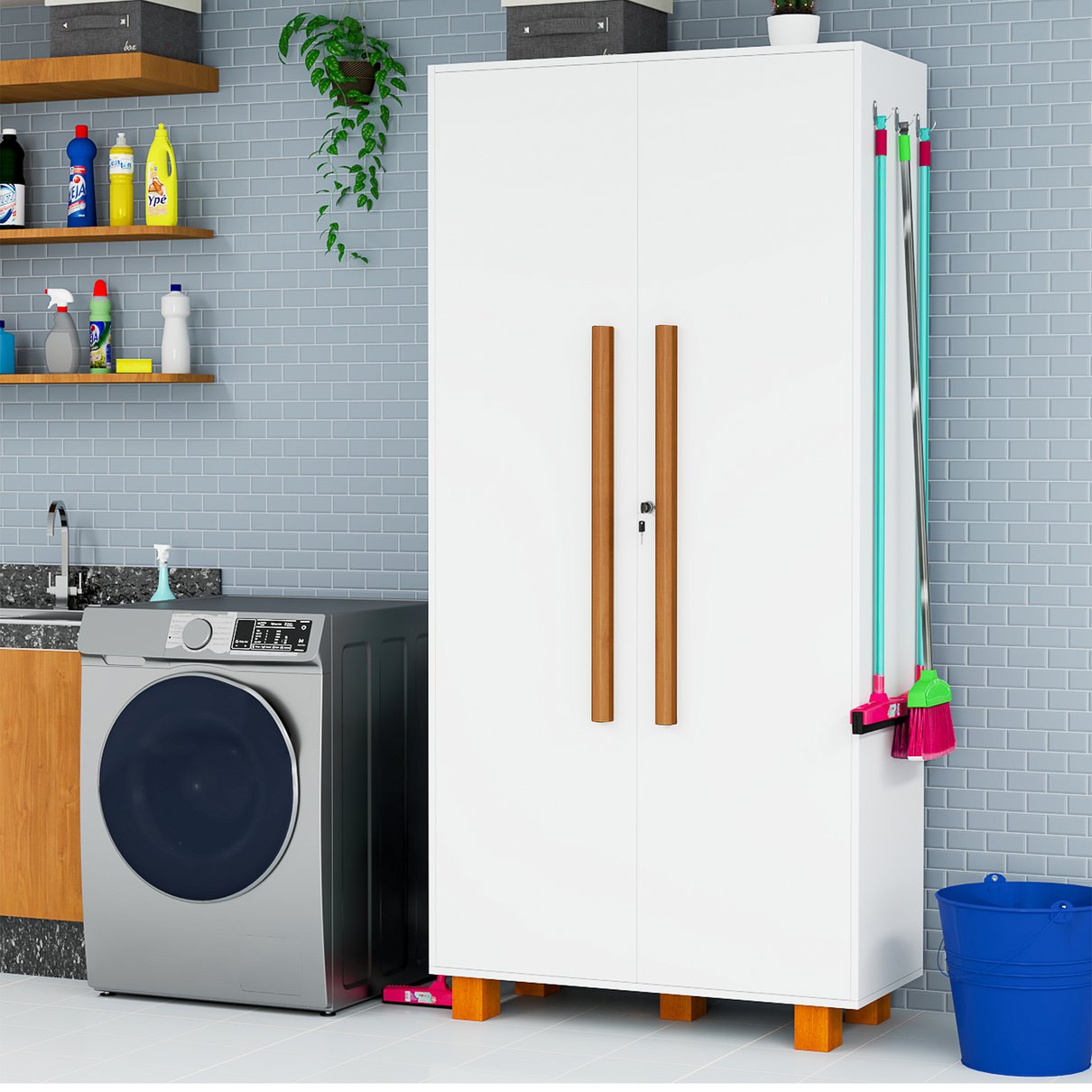 02 armario multiuso 100 mdf 2 pts c chave para lavanderia londres