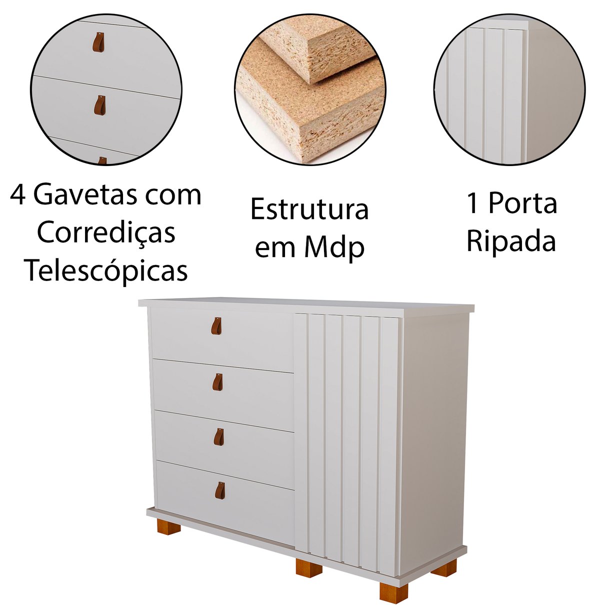 13 comoda alta 4 gavetas 1 porta ripada thamirez