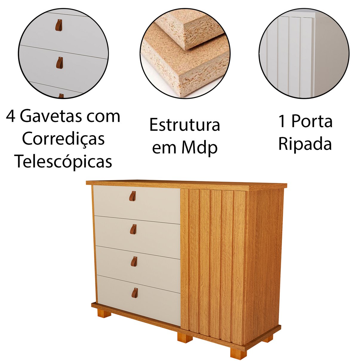 15 comoda alta 4 gavetas 1 porta ripada thamirez