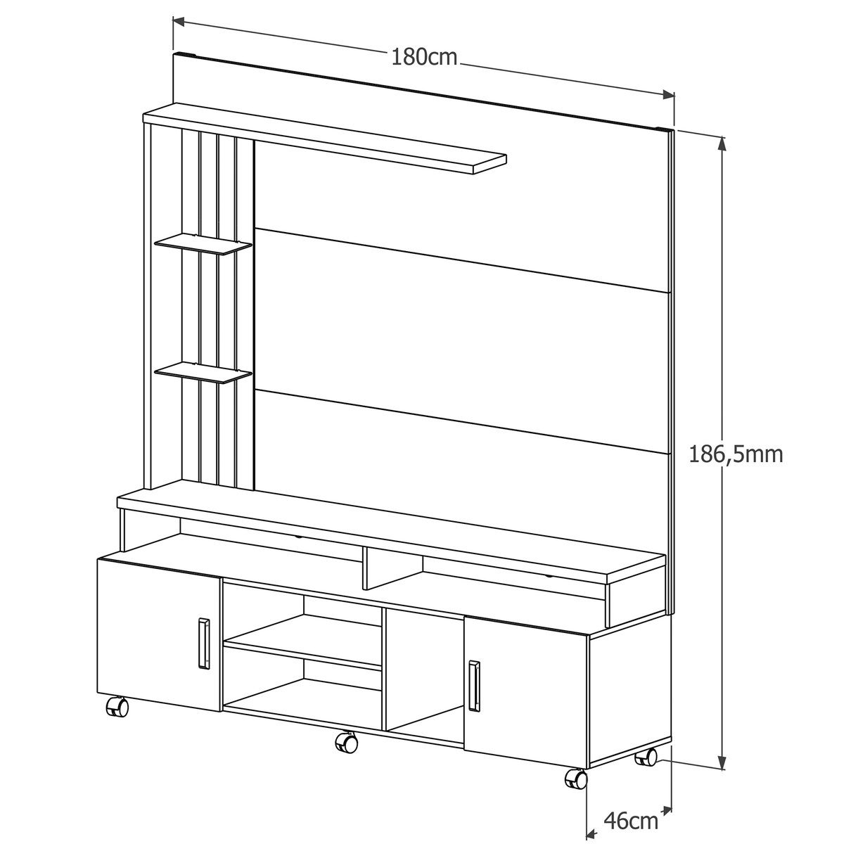 03 painel para tv de ate 65 com led oscar