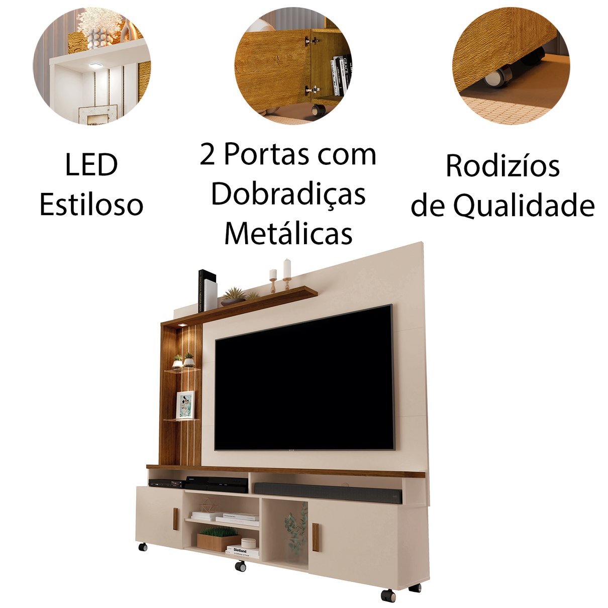 12 painel para tv de ate 65 com led oscar