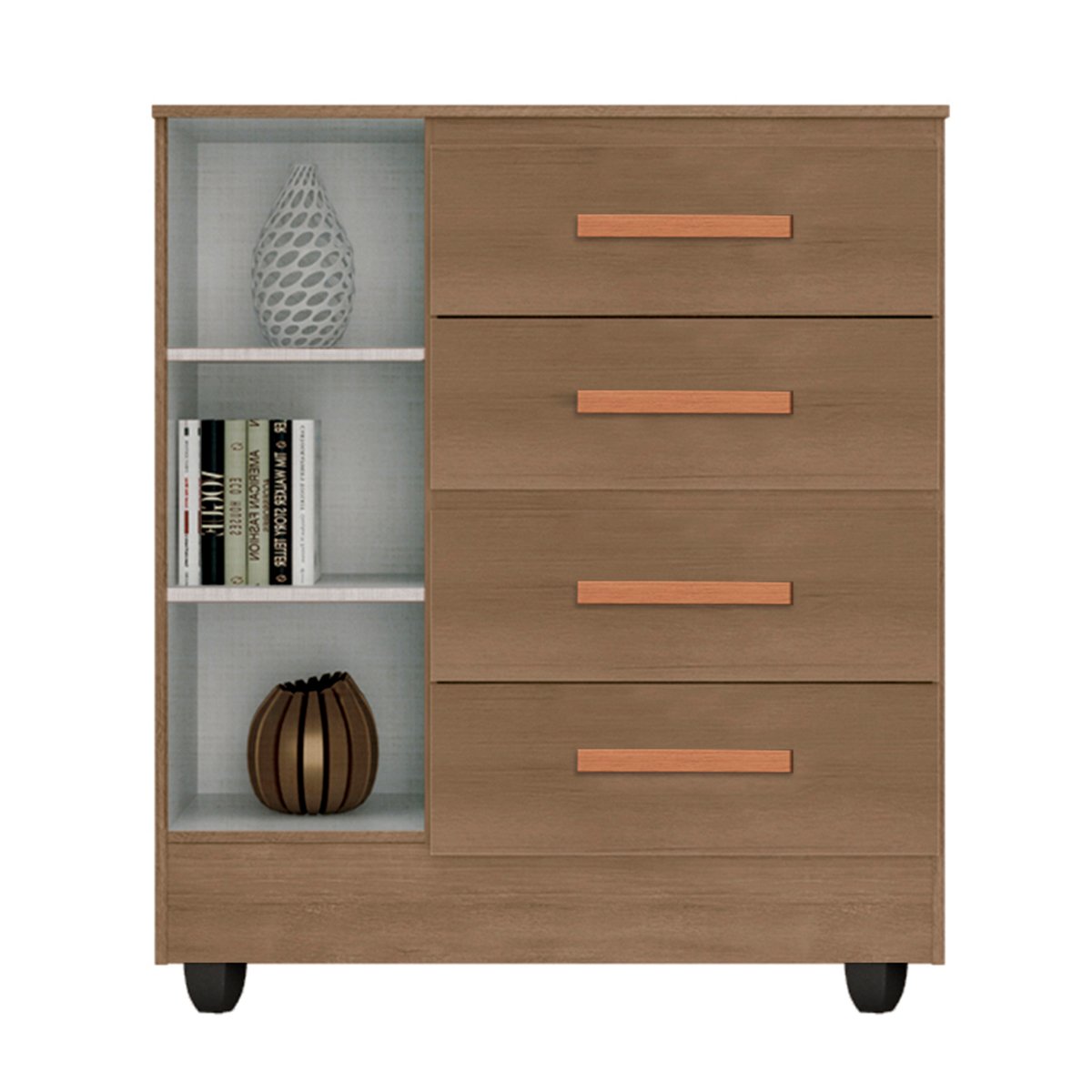 09 comoda sapateira para quarto 1 porta 4 gavetas lisa