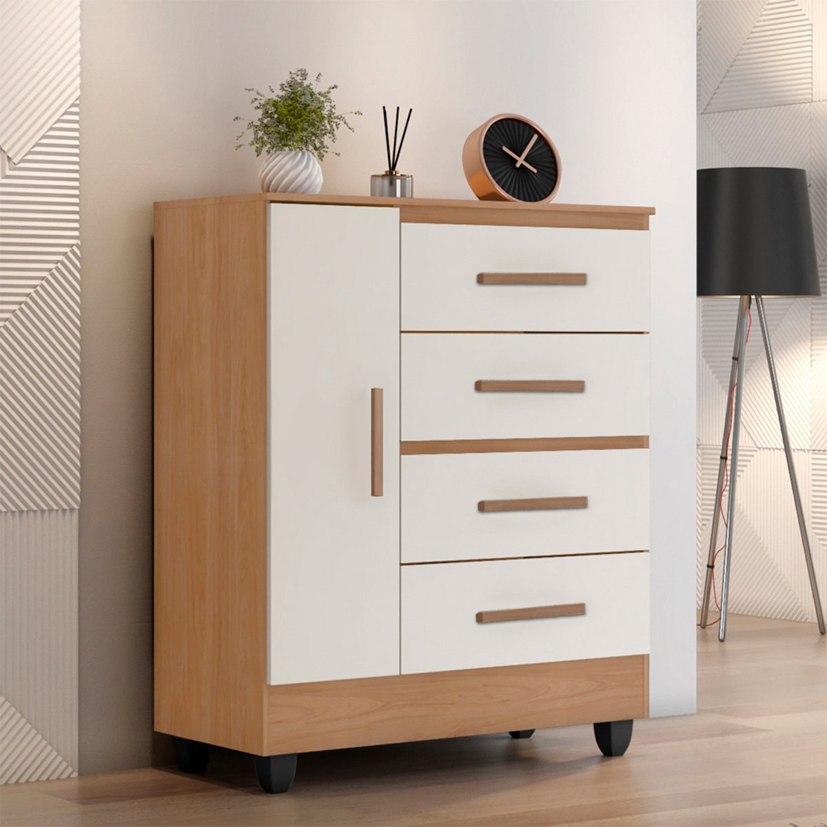 12 comoda sapateira para quarto 1 porta 4 gavetas lisa